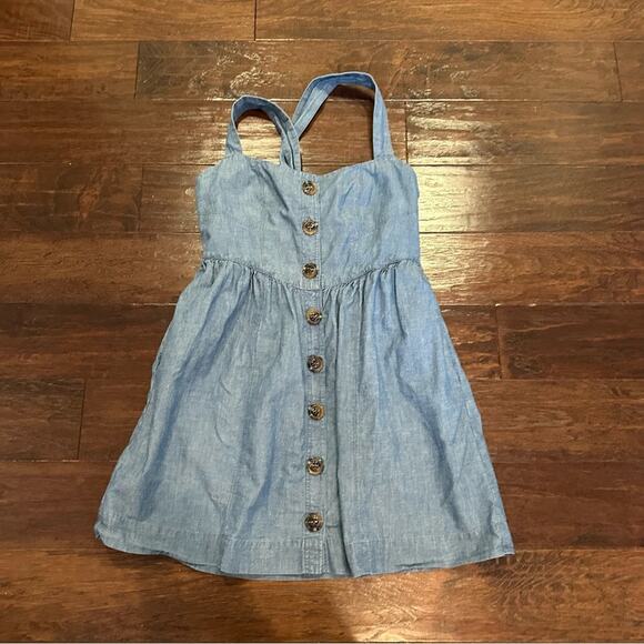 Free People Carolina Chambray Mini Dress SIZE 10 Side Pockets Summer Casual - Picture 5 of 13